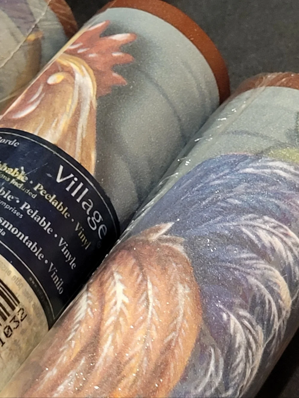NEW Vintage Village Vinyl Wallpaper Border 5806906 Lot of 7 Rolls Rooster Apples